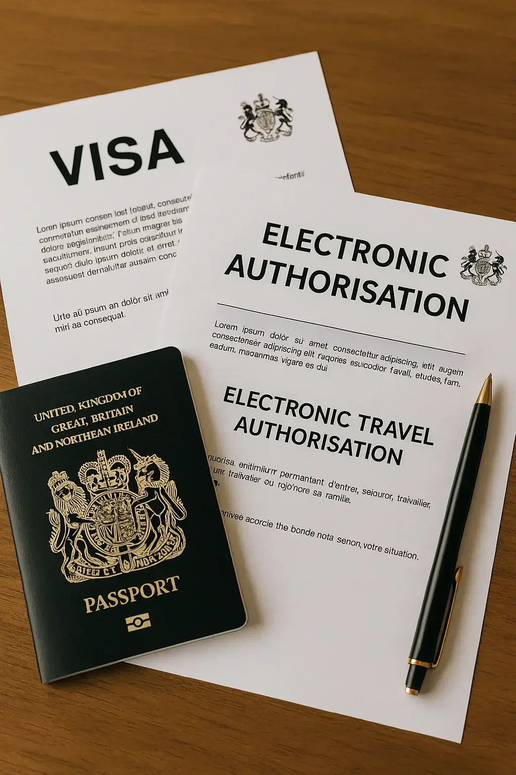 Comparaison entre l’ETA UK et le visa britannique à partir de documents officiels et d’une autorisation électronique de voyage.